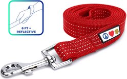 Pawtitas Nylon Reflective Dog Leash, Red, Medium/Large: 6-ft long, 1-in wide