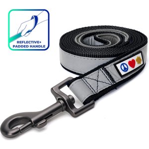 Pawtitas Nylon Reflective Padded Dog Leash, Black, Medium/Large: 6-ft long, 1-in wide