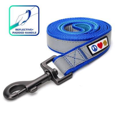 Show full view: Pawtitas Nylon Reflective Padded Dog Leash, Blue, Medium/Large: 6-ft long, 1-in wide slide 1 of 12