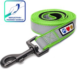 Pawtitas Nylon Reflective Padded Dog Leash, Green, Medium/Large: 6-ft long, 1-in wide