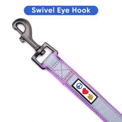 Show full view: Pawtitas Nylon Reflective Padded Dog Leash, Purple Orchid, Medium/Large: 6-ft long, 1-in wide slide 5 of 11