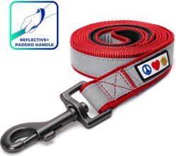 Pawtitas Nylon Reflective Padded Dog Leash, Red, Medium/Large: 6-ft long, 1-in wide