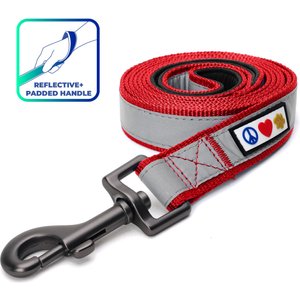 Pawtitas Nylon Reflective Padded Dog Leash, Red, Medium/Large: 6-ft long, 1-in wide