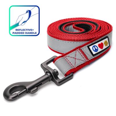 Show full view: Pawtitas Nylon Reflective Padded Dog Leash, Red, Medium/Large: 6-ft long, 1-in wide slide 1 of 11