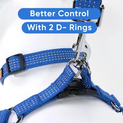 Show full view: Pawtitas Nylon Reflective Step In Back Clip Dog Harness, Blue, Medium: 20 to 28-in chest slide 6 of 11