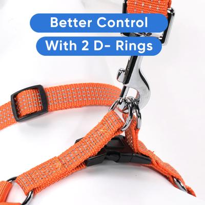 Show full view: Pawtitas Nylon Reflective Step In Back Clip Dog Harness, Orange, Medium: 20 to 28-in chest slide 6 of 11
