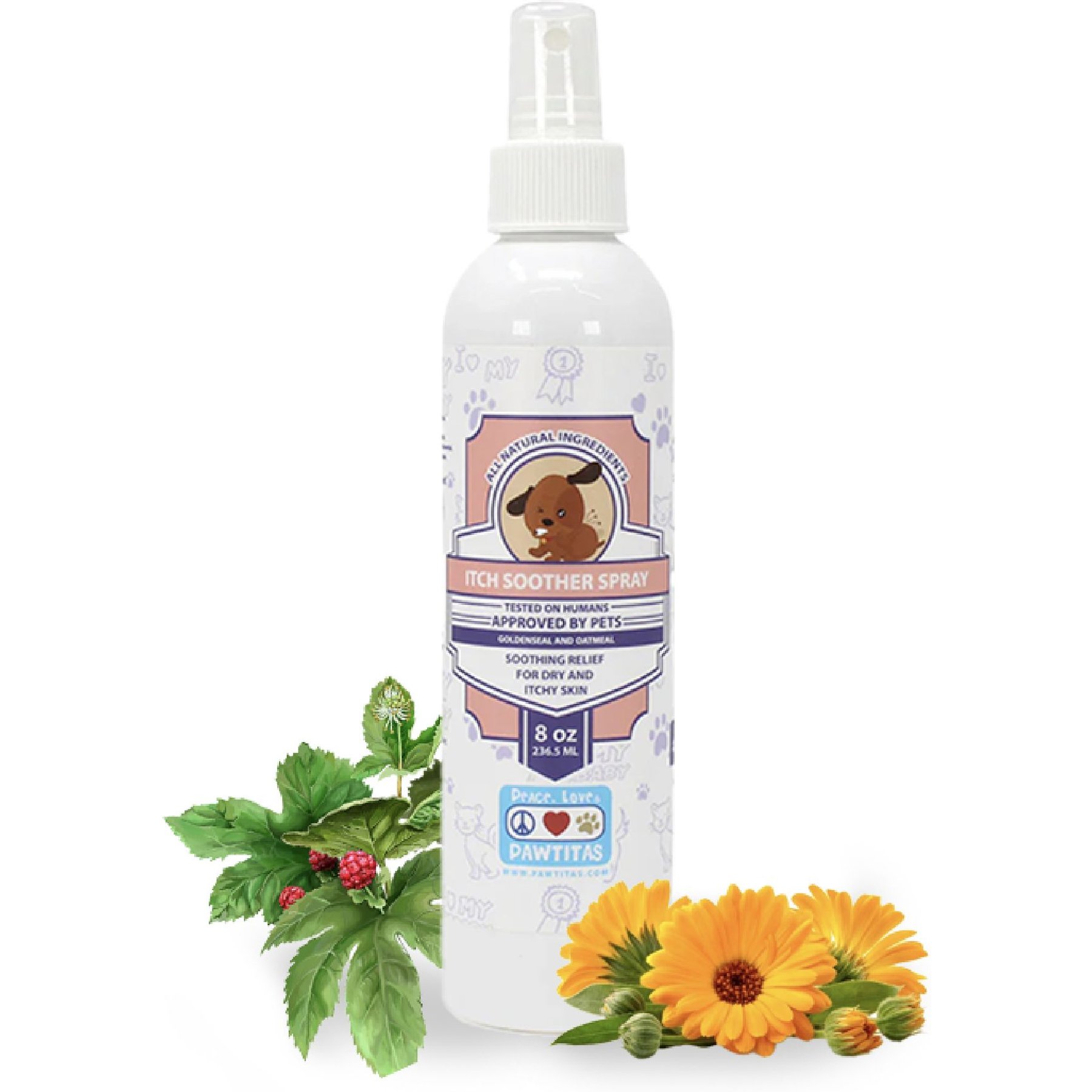 Pawtitas Organic Hypoallergenic Itch Soother Dog Moisturizer, 8-fl oz bottle