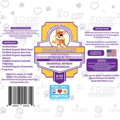 Show full view: Pawtitas Organic Lavender & Chamomile Dog Deodorant, 8-fl oz bottle slide 7 of 8