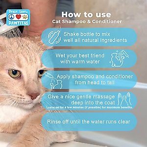 Pawtitas Organic Sheabutter & Oatmeal Cat Shampoo & Conditioner, 16-fl oz bottle