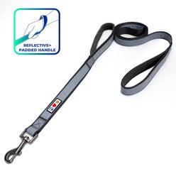 Pawtitas Padded Reflective Dog Leash 2 Handles, Black, Large