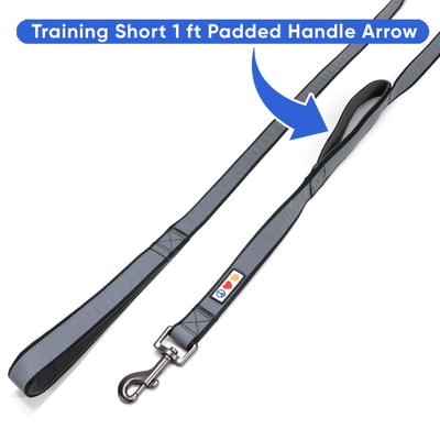 Show full view: Pawtitas Padded Reflective Dog Leash 2 Handles, Black, Large slide 4 of 7