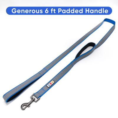 Show full view: Pawtitas Padded Reflective Dog Leash 2 Handles, Blue, Large slide 6 of 8