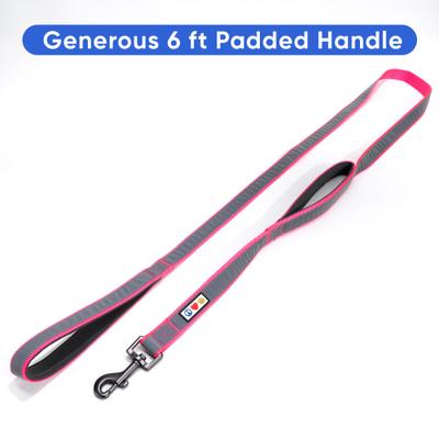 Show full view: Pawtitas Padded Reflective Dog Leash 2 Handles, Pink, Large slide 5 of 7
