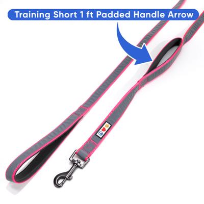 Show full view: Pawtitas Padded Reflective Dog Leash 2 Handles, Pink, Large slide 4 of 7