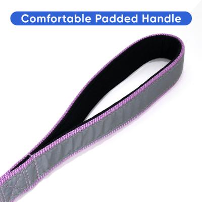 Show full view: Pawtitas Padded Reflective Dog Leash 2 Handles, Purple, Large slide 3 of 7