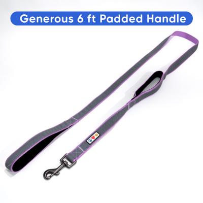 Show full view: Pawtitas Padded Reflective Dog Leash 2 Handles, Purple, Large slide 5 of 7