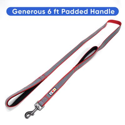 Show full view: Pawtitas Padded Reflective Dog Leash 2 Handles, Red, Large slide 5 of 7