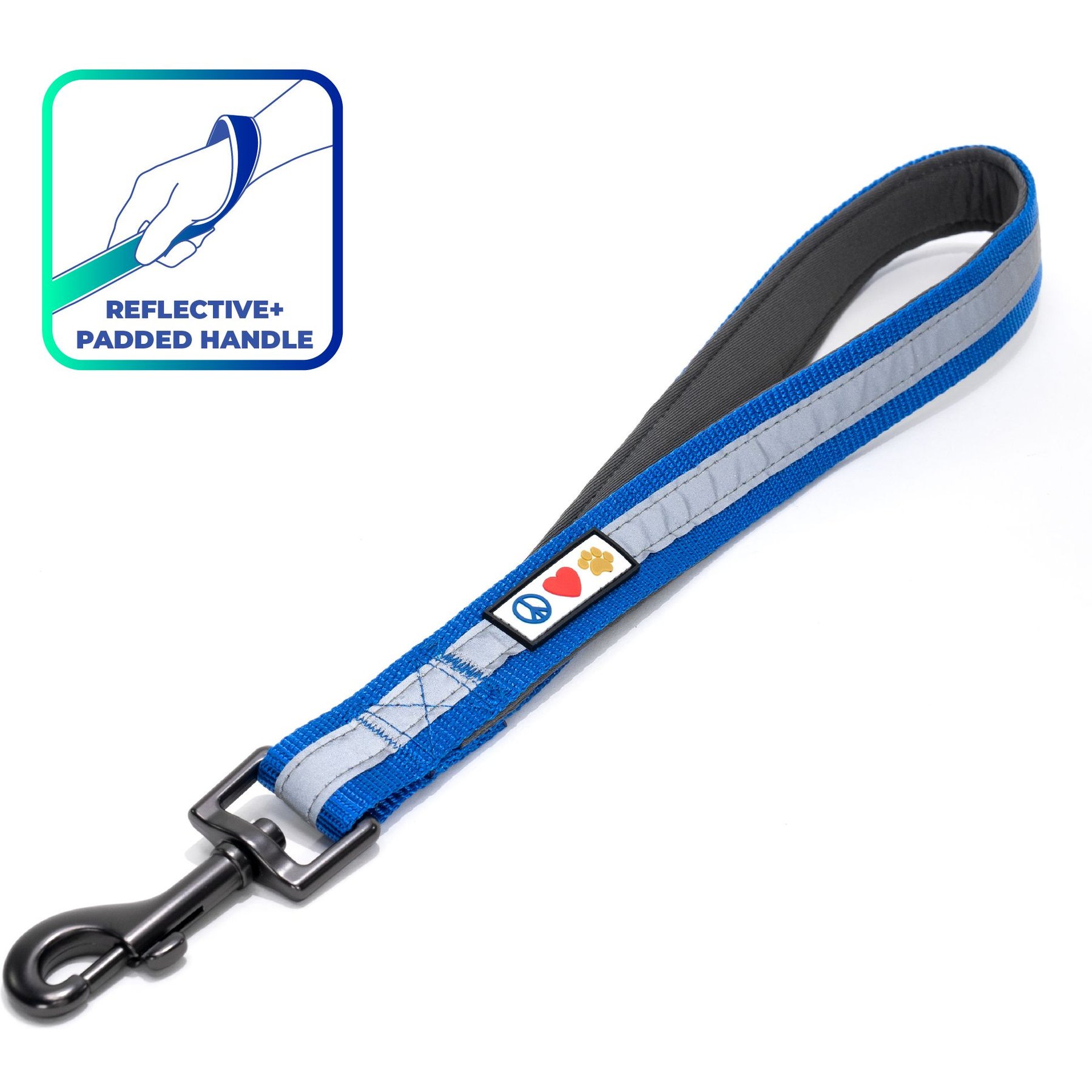Pawtitas Padded Reflective Short Dog Leash, Blue
