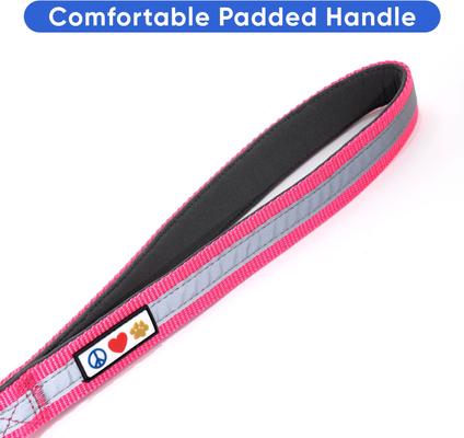 Show full view: Pawtitas Padded Reflective Short Dog Leash, Pink, Large slide 3 of 8