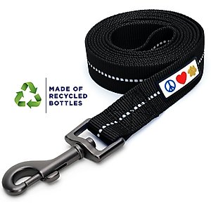 Pawtitas Recycled Reflective Dog Leash, Black, Small