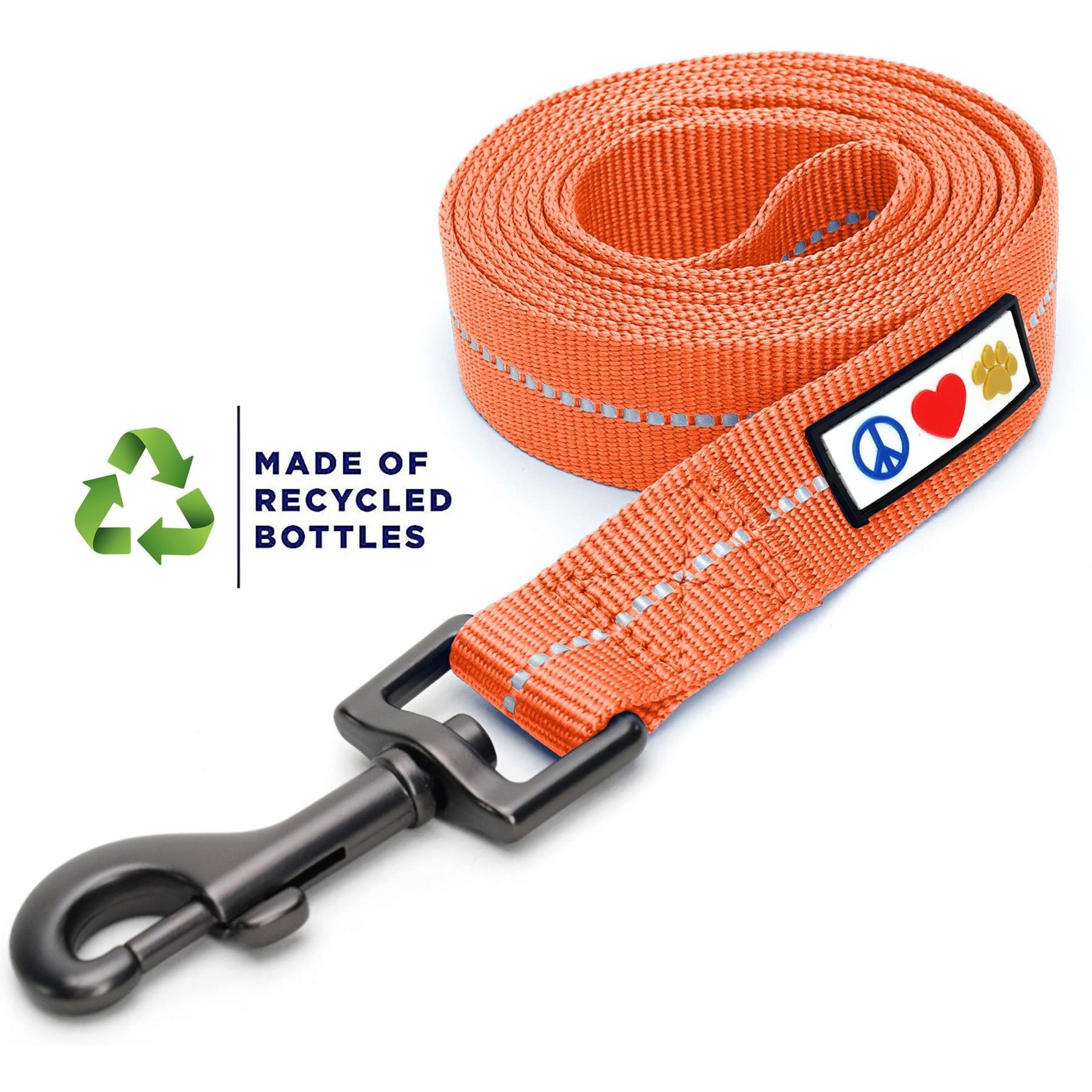 Pawtitas Recycled Reflective Dog Leash, Coral, Medium/Large: 6-ft long, 1-in wide