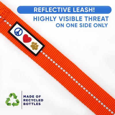 Show full view: Pawtitas Recycled Reflective Dog Leash, Orange, Large slide 3 of 9