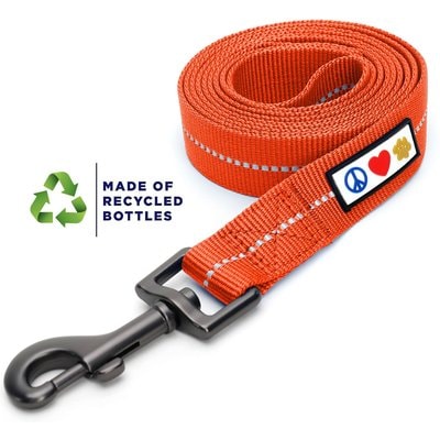 Pawtitas Pawtitas Recycled Reflective Dog Leash, Orange, X-Small/Small: 6-ft long, 5/8-in wide