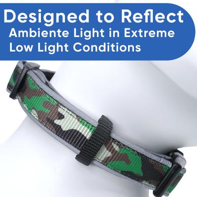 Show full view: Pawtitas Reflective Padded Dog Collar, Camouflage Green, X-Small slide 4 of 9