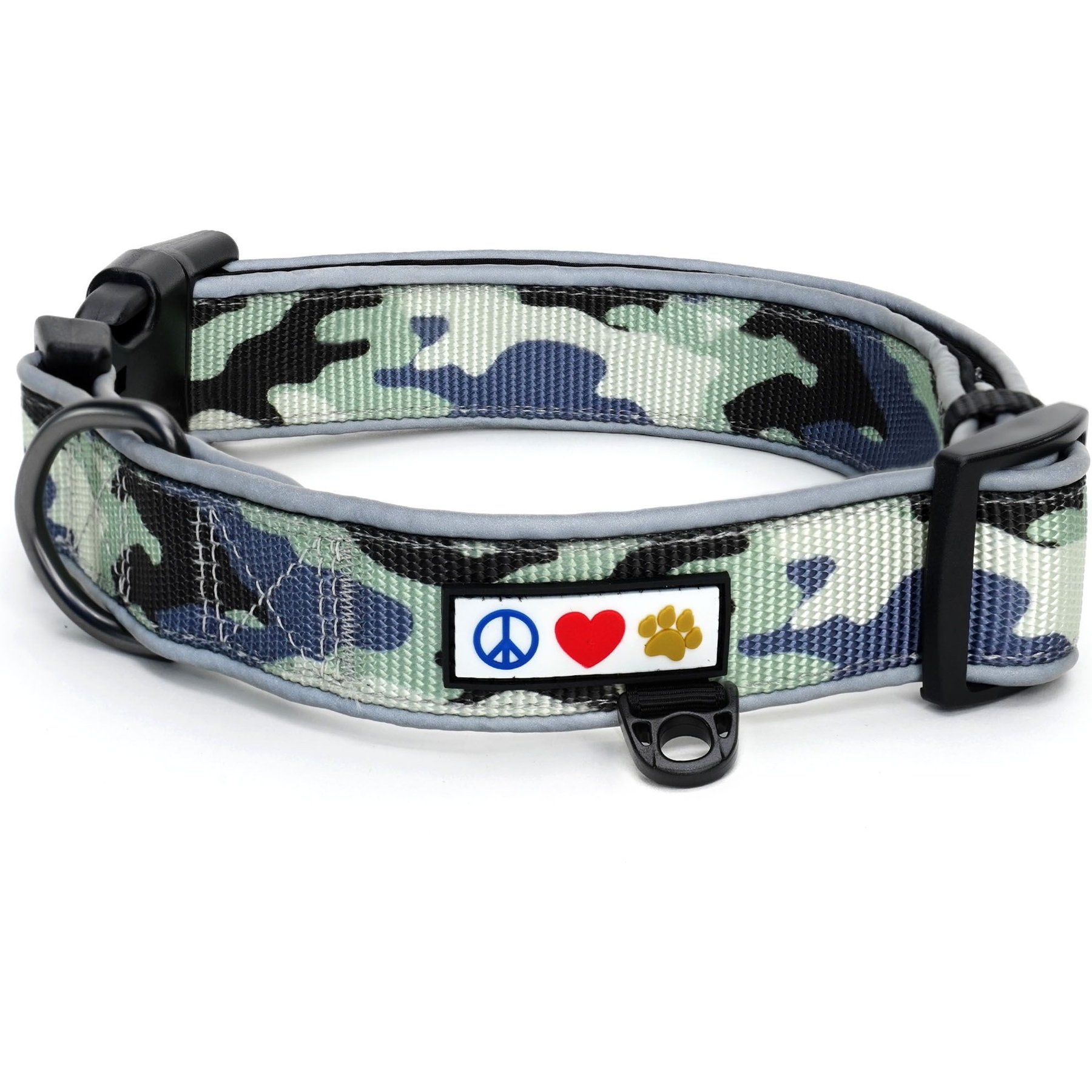 Pawtitas Reflective Padded Dog Collar, Camouflage Grey, X-Small