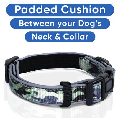 Show full view: Pawtitas Reflective Padded Dog Collar, Camouflage Grey, X-Small slide 7 of 10