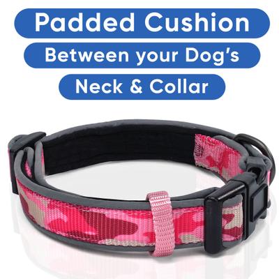 Show full view: Pawtitas Reflective Padded Dog Collar, Camouflage Pink, Medium slide 6 of 9