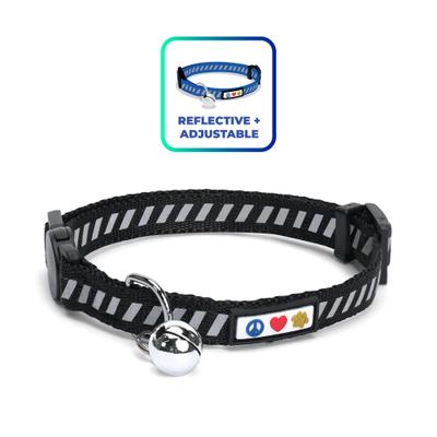 Show full view: Pawtitas Reflective Traffic Cat Collar, Black, Standard slide 1 of 9