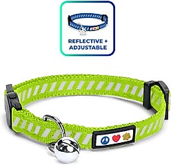 Pawtitas Reflective Traffic Cat Collar, Green, Standard