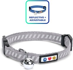 Pawtitas Reflective Traffic Cat Collar, Grey, Standard