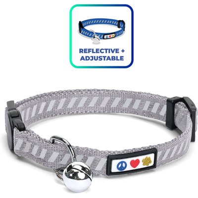 Pawtitas Pawtitas Reflective Traffic Cat Collar, Grey, Standard