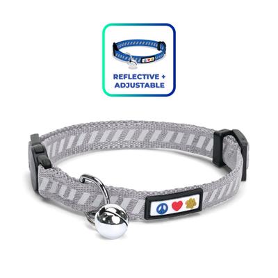 Show full view: Pawtitas Reflective Traffic Cat Collar, Grey, Standard slide 1 of 9