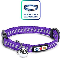 Pawtitas Reflective Traffic Cat Collar, Purple, Standard