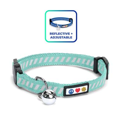Show full view: Pawtitas Reflective Traffic Cat Collar, Teal, Standard slide 1 of 9