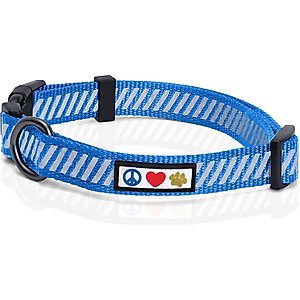 Pawtitas Reflective Traffic Dog Collar, Blue, Small