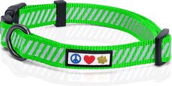 Pawtitas Reflective Traffic Dog Collar, Green, X-Small