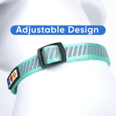 Show full view: Pawtitas Reflective Traffic Dog Collar, Teal, Small slide 3 of 7