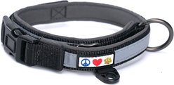 Pawtitas Soft Adjustable Reflective Padded Dog Collar, Black, Medium/Large: 14 to 20-in neck, 3/4-in wide