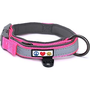 Pawtitas Soft Adjustable Reflective Padded Dog Collar, Pink, XX-Small: 7 to 11-in neck, 5/8-in wide