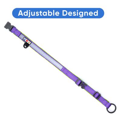 Show full view: Pawtitas Soft Adjustable Reflective Padded Dog Collar, Purple, Large/X-Large: 19 to 25-in neck, 1-in wide slide 3 of 12