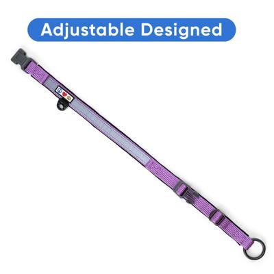 Show full view: Pawtitas Soft Adjustable Reflective Padded Dog Collar, Purple Orchid, Medium/Large: 14 to 20-in neck, 3/4-in wide slide 3 of 12