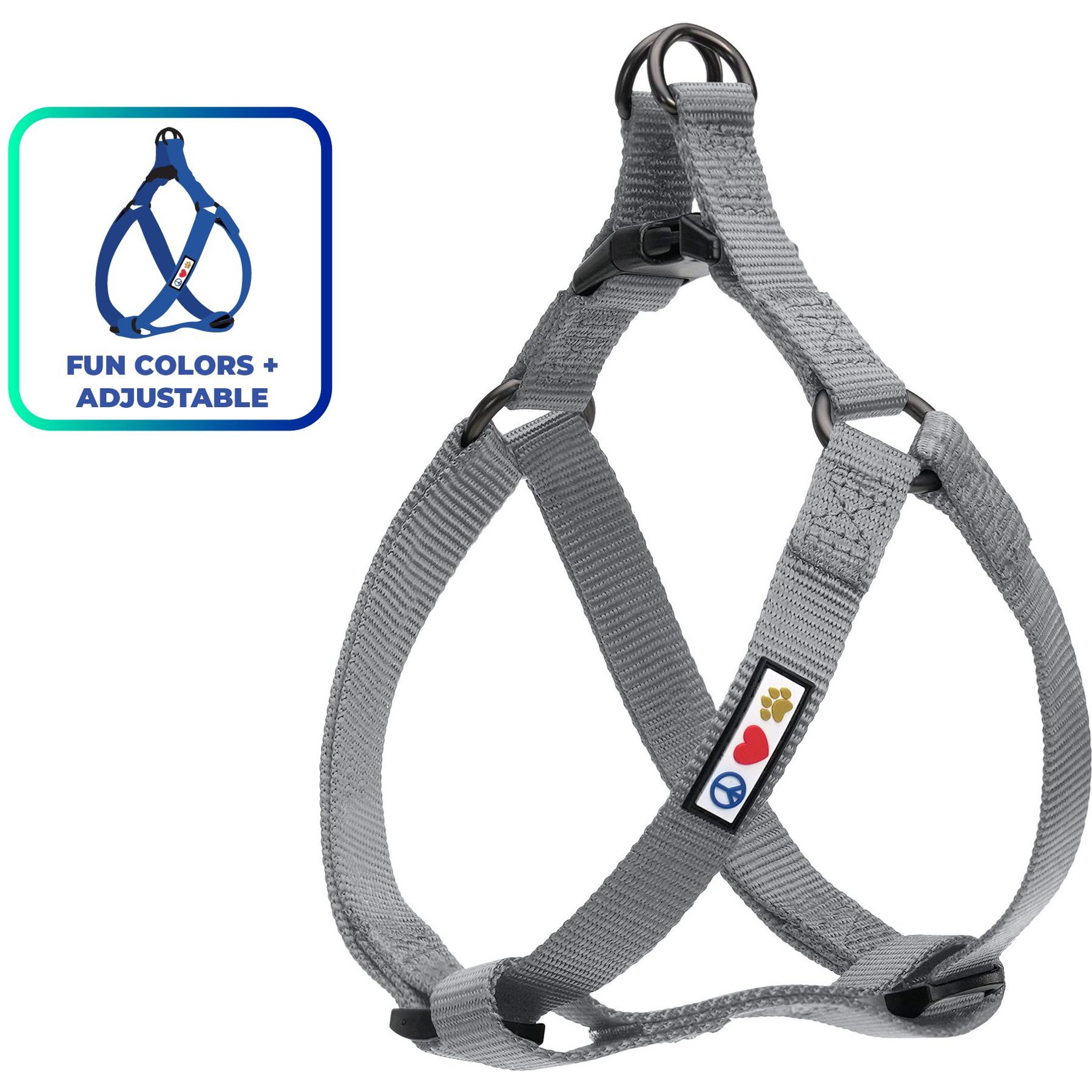 Pawtitas Pawtitas Solid Dog & Cat Harness, Grey, X-Small: 10 to 15-in chest