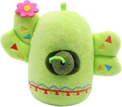 PAWTY TOYS Cactus Themed Squeaky Plush Cat Toy with Catnip Ball, Green