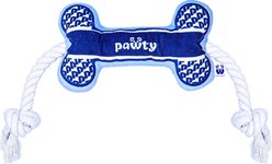 PAWTY TOYS Dogior Tug Rope Squeaky Plush Dog Toy, Blue