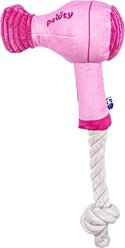 PAWTY TOYS Hair Dryer Squeaky Plush Dog Toy, Pink