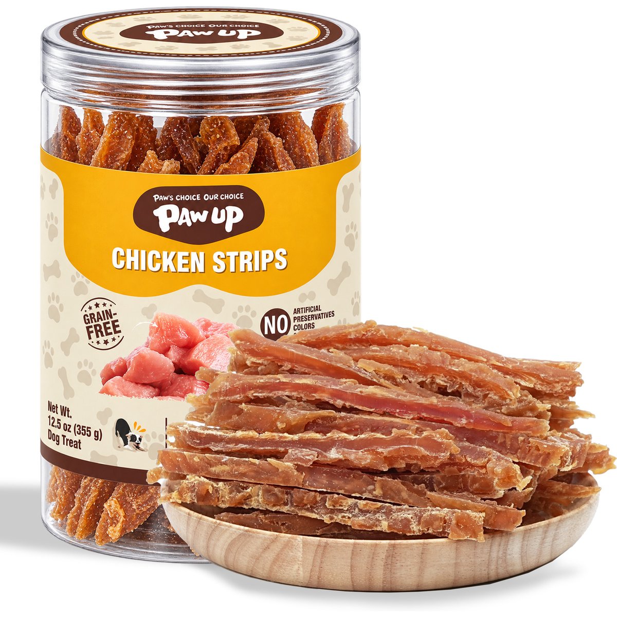 Pawup Chicken Jerky Strips Dog Treats, 12-oz jar